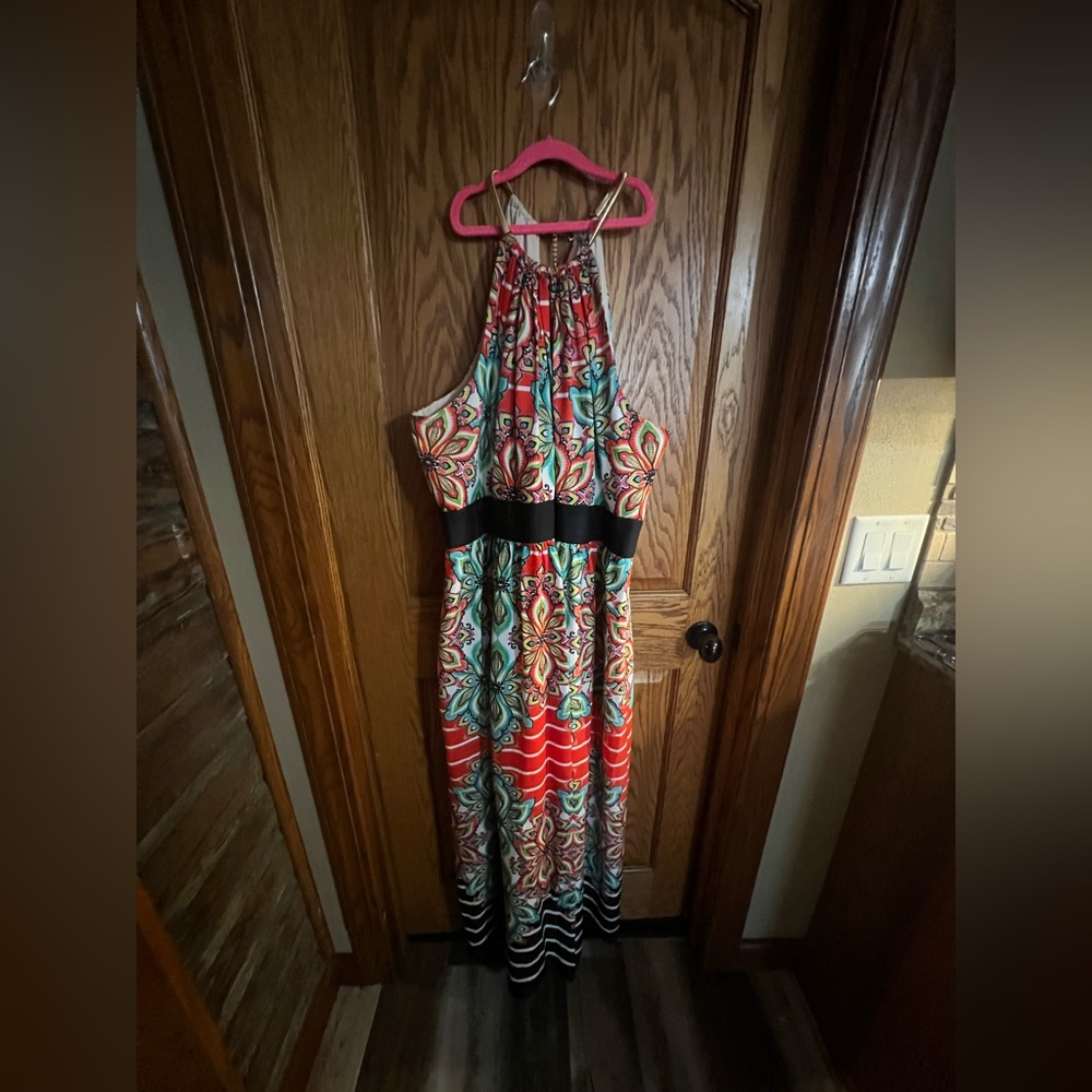 Multicolor Halter Plus Size Maxi Dress